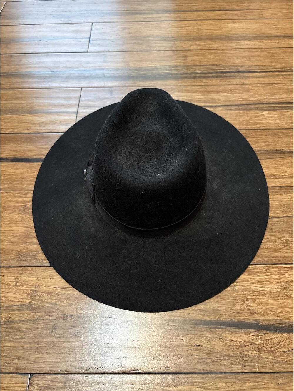 Charlie 1 Horse Highway Cowgirl Black Felt Fedora Hat Size Medium Ribbon Accent - Picture 5 of 9